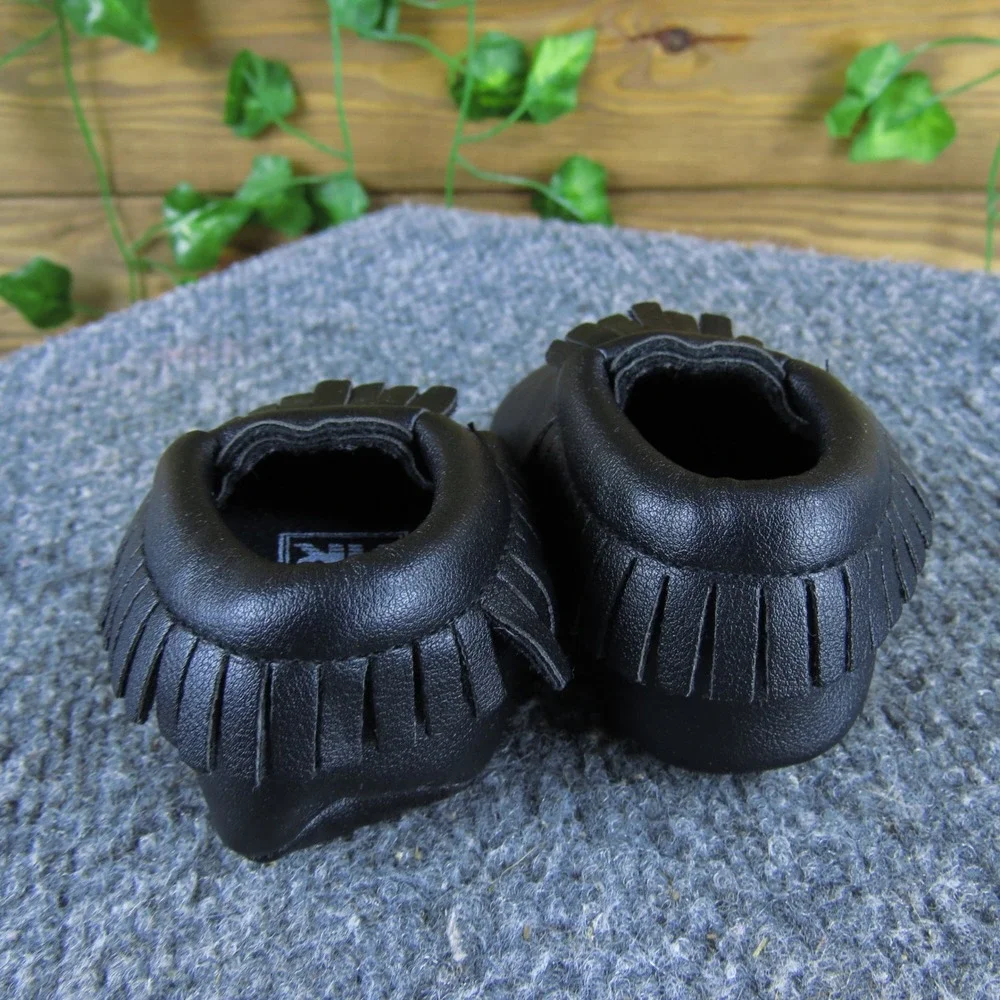 Romirus‎ Moccasins Toddler 1 Black Faux Leather Soft Sole Flexible